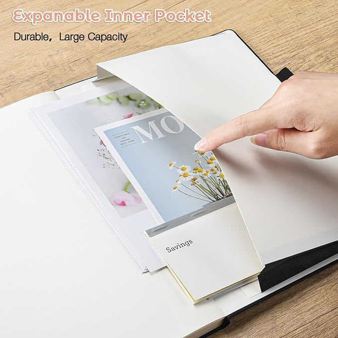 College Ruled Notebook, A4 Hardcover Leather Notebook for Work, Lined Notebook Journal for Women, Men, 192 Thick Paper, 8.5" x 11", Large Notebook with Pockets, Professional Business Notebook, Pink