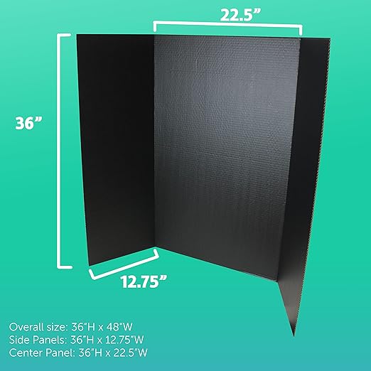 Flipside Products 36” x 48” Project Boards for Presentations, Science Fair, School Projects, Event Displays and Trifold Picture Board, Proudly Made in USA - Black - 10 Pack