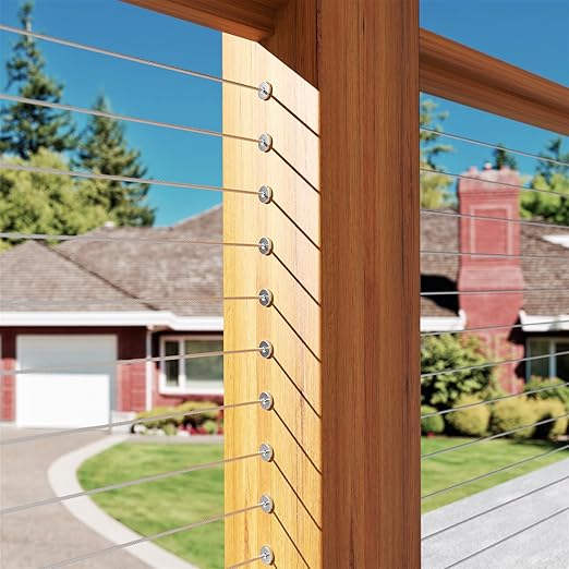 BLIKA 300 Pack Stainless Steel Protector Sleeves for 1/8" 5/32" or 3/16" Deck Cable Railing, for Wood/Composite Posts, T316 Marine Grade