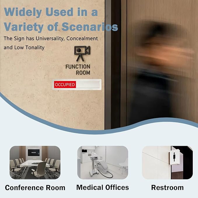 Vacant Occupied Privacy Sign, Vacant Occupied Door Sign for Home Office Restroom Conference Hotels Hospital, Slider Door Indicator Tells Whether Room Vacant or Occupied, 7'' x 1.5'' - Stainless Steel