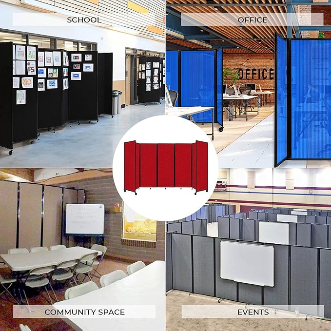 Versare Room Divider 360 Portable Wall Partition | Folding Panels | Large Freestanding Divider | Locking Wheels | Temporary Room Separator | 25' x 7'6'', Latte