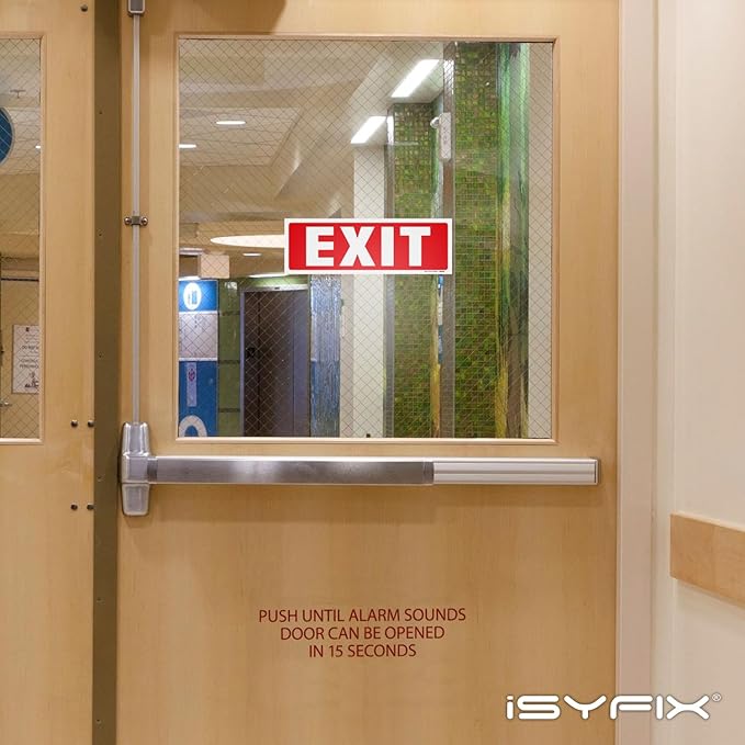 iSYFIX Exit Signs Stickers – 6 Pack 12x4 Inch – Premium Self-Adhesive Vinyl, Laminated for Ultimate UV, Weather, Scratch, Water and Fade Resistance, Indoor and Outdoor