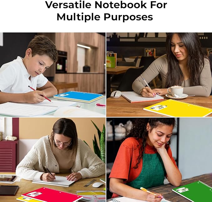 Rosmonde 36 Pack 3 Subject Spiral Notebook College Ruled Bulk, Thick Paper, Extra Pages - 300 Pages (150 Sheets), 8 x 10-1/2", Bulk Spiral Journal for School, 3 Hole Punched, Bulk Subject Notebooks