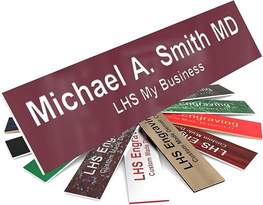 Engraved Custom Door Plate Burgundy Plastic Office Door Sign with White Letters - Made in USA 2x10 B26