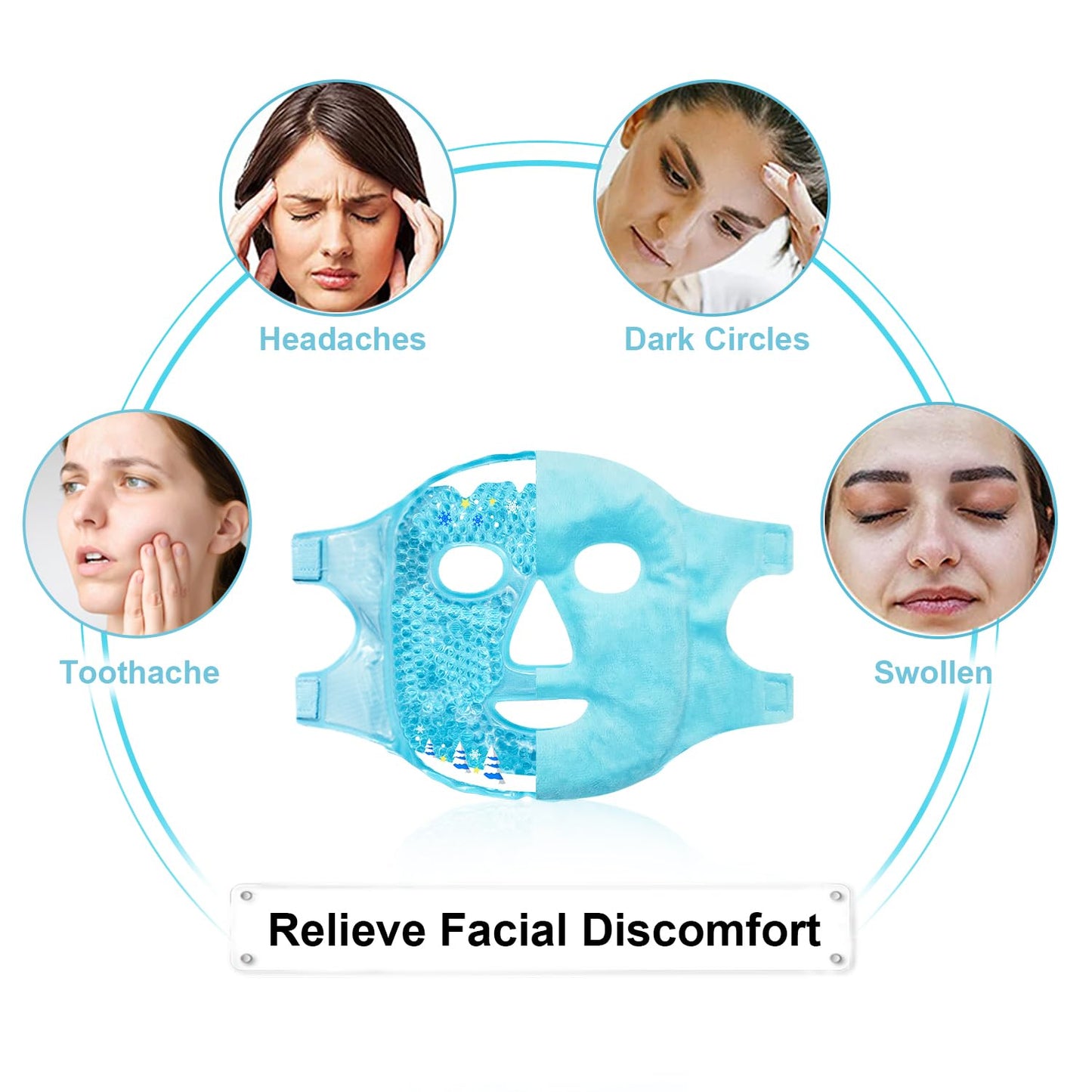 Cold Face Eye Masks Ice Face Mask Hot Cold Compress for Dark Circles, Puffiness, Migraines, Headache, Stress, Redness, Cooling Face Masks for Women Man, Skin Care