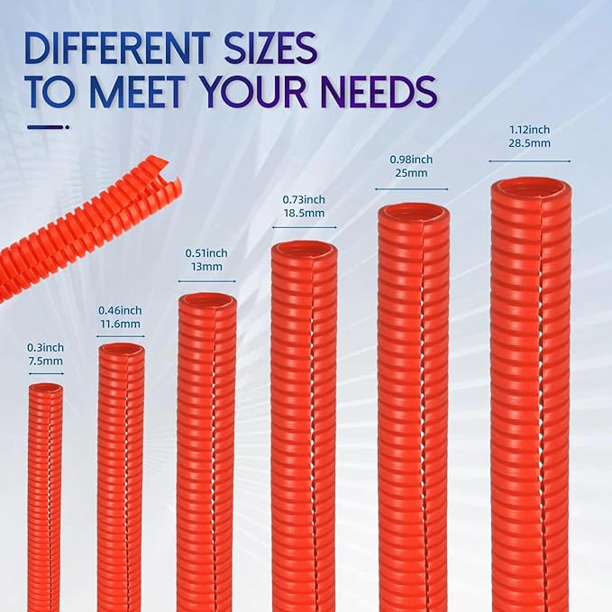 Split Wire Loom Tubing, 10,25ft Cord Protectors from Pets No Chew, Flexible Wire Covers Cord Protectors, Protective Split Cable Sleeve for Automotive Home Industrial Wires(Red, 0.46inch-10ft)