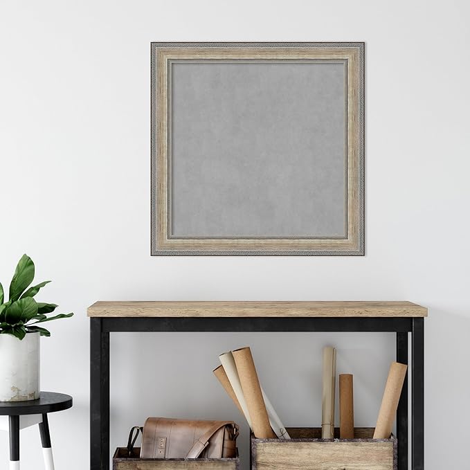 Amanti Art Silver Framed Magnetic Board 29x29 Medium Vision Board for use with Magnets, 100% Metal Sheet to Display Items as Office Decor or for Home Organization in mudroom, Kitchen or Kids Room