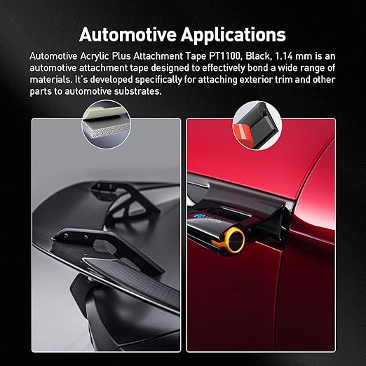 Automotive Acrylic Plus Attachment Tape 0.24" x 18Ft Made of 3M Pack of 2 Double Sided Tape PT1100 Heavy Duty for Moldings Claddings Panels Pads and Other Car Automotive Applications