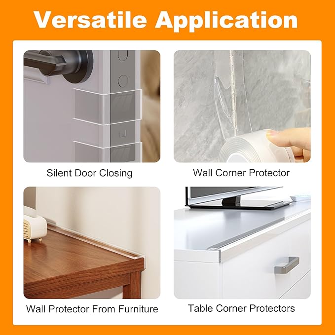 Clear Soft Corner Protectors for Furniture Strip,1.57 in x 13.12 FT Edge Bumper with 6 Corner Guards,Window Edge,Wall Protector,Table Corner Protectors and Fireplace in Family