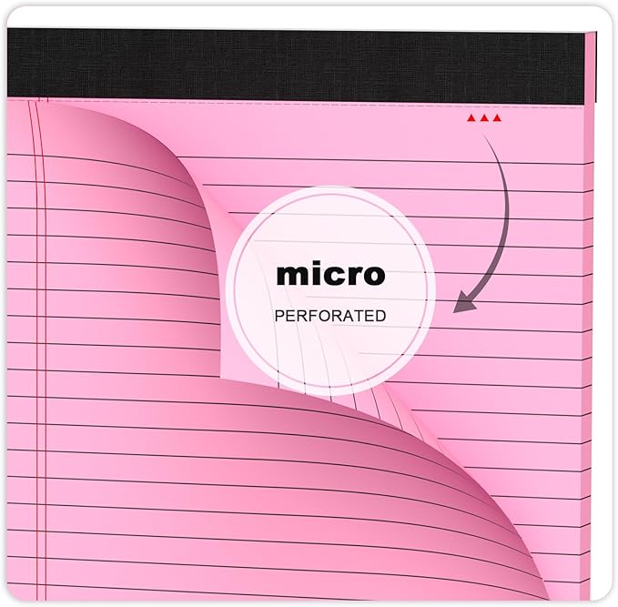 AILZFEI Pink Purple Legal Pads 8.5 x 11 Wide Ruled, Note Pads 30 Sheets/Pad, 20lb Colored Notepad Paper, Perforated Notepad with Sturdy Back