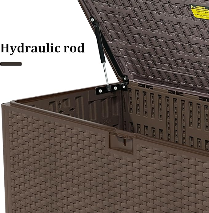 PATIOEASY 180GAL Deck Box -Grey,Wheeled Footlocker,Waterproof Resin Storage Bin for Patio Cushions