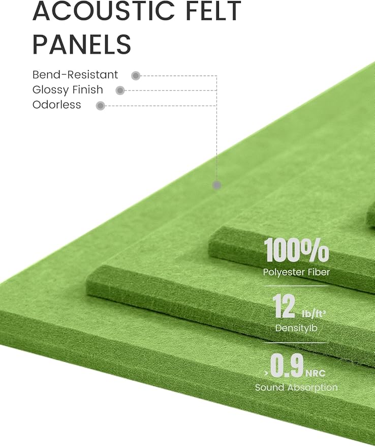 Fluxynara Large Felt Bulletin Board 36" x 24"Cork Board Alternative - 6 Pack with 40 Safe Removable Adhesive Tabs, Cork Boards for Walls Cork Board for Home Office Classroom Pin Board -Kelly Green
