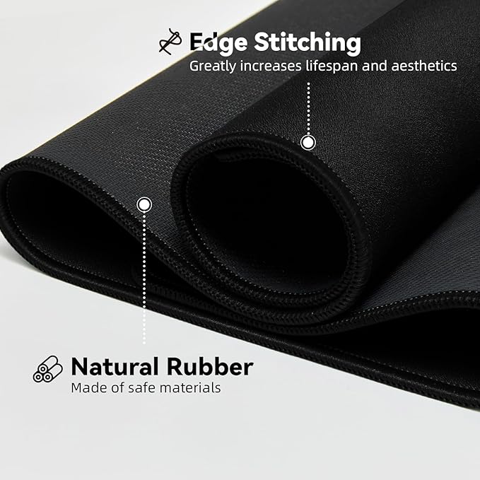 Reniteco Large Gaming Mouse Pad with Durable Stitched Edges, Non-Slip Rubber Base, Big Computer Keyboard Mouse Mat Desk Pad for Home Office Gaming Work, 31.5''x11.8''x0.12'', Black