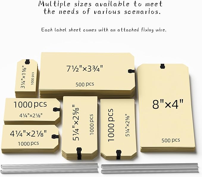 INNOVART Shipping Tags - Double Wired 8" x 4", Manila Wire Tags with Reinforced Eyelet, Case of 500