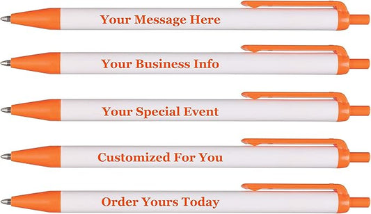 RevMark Personalized Ballpoint Pen, Custom Printed Name, Business or Event Information, Timeless Advertising, USA Made Pens, Promotional Marketing, Smooth Black Ink, Bulk Pack (Orange,500 Ct)