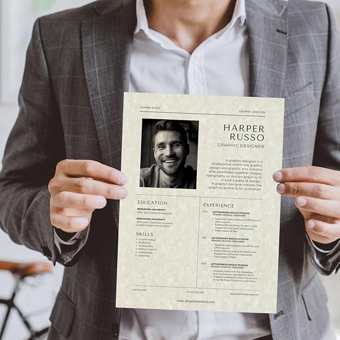 Parchment Resume Paper - 8.5 x11" Double-Sided Certificate Paper - 100 GSM Textured Stationary for Menus,Invitations,Resumes,Diplomas - Printing & Writing Friendly (Ivory,25 Sheets)