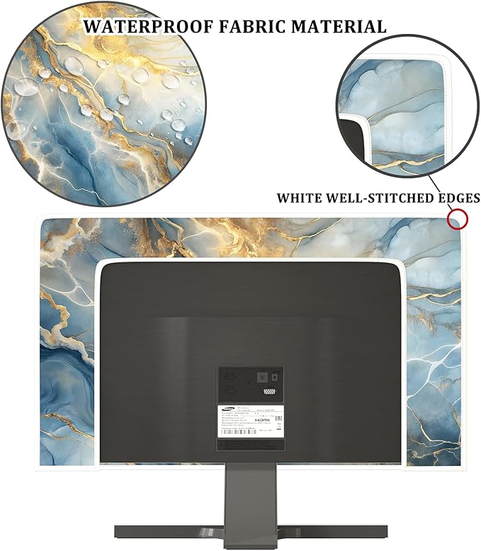 Baocicco Gold Blue Waterproof Screen TV Cover 45, 46, 47, 48 Inch Modern Full Body Covers for Television Screen Panel Case TV Sleeve Compatible with Television LCD LED PC, Desktop and Home TV