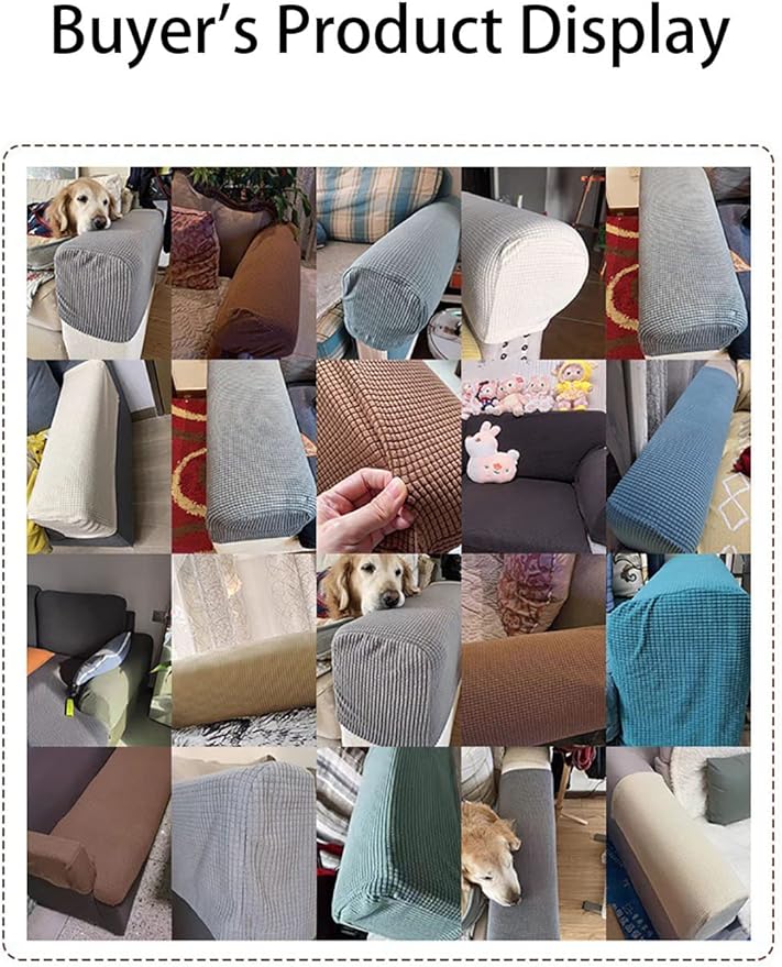 Chaexii Premium Polyester Sofa Arm Cover, Scratch Resistant Protector Covers, Washable, Elastic Armrest Covers for Square/Curved/Sloping Couch Armrests, 2Pcs (Dark Brown)