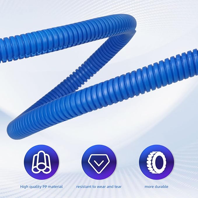 Split Wire Loom Tubing, 10,25ft Cord Protectors from Pets No Chew, Flexible Wire Covers Cord Protectors, Protective Split Cable Sleeve for Automotive Home Industrial Wires(Blue, 0.51inch-10ft)