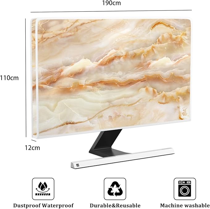 Baocicco Abstract Waterproof TV Screen Cover with Marble Design Aesthetic Television Covers for Xmas Decoration Anti-Static Dustproof Protective Cover for LED LCD OLED TVs 80 Inch