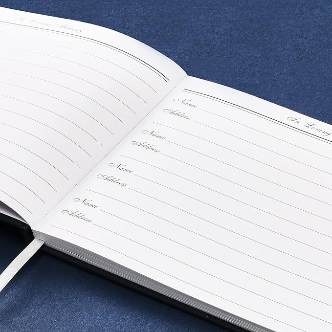 Spacobo Funeral Guest Book for Memorial Service in Loving Memory Guest Book for Funeral Guest Sign in Book (Book, Navy)