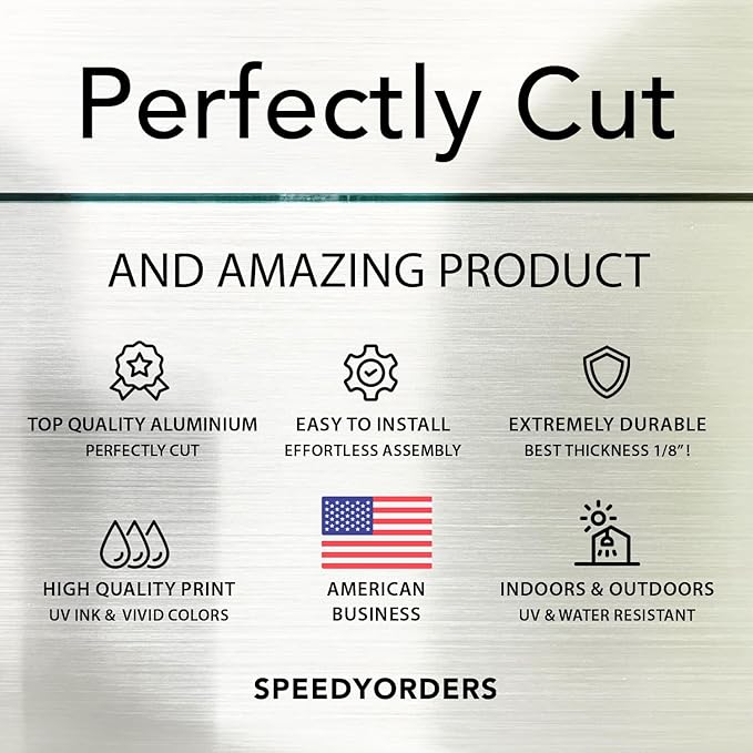 Custom Outdoor Aluminum Signs, Personalized Business Signs, Waterproof Silver Brushed Metal 12x8 In