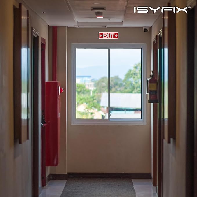 iSYFIX Exit Signs Stickers 6 Pack 12x4 Inch - Laminated Premium Vinyl Directional Right & Left Arrow Signs for Buildings, Office, Workplace, Stores, Schools, Theaters, Parking, Restaurants, Factories