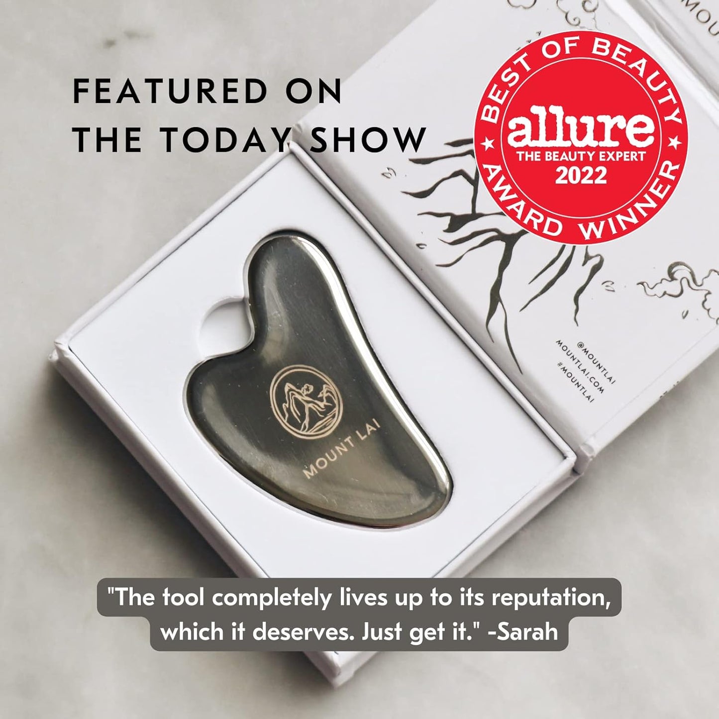 Mount Lai Stainless Steel Gua Sha Facial Tool – The Element of Refinement – Professional Grade Steel Face Sculpting Tool for Lymphatic Drainage, Puffiness Reduction & Refined Results