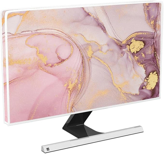 Baocicco Pink Gold Marble Waterproof Screen TV Cover 50, 51, 52 Inch Decorative Modern Television Cover for Home TV Screen Texture Dust Proof Monitor Covers for Television Screen LED LCD OLED TVs
