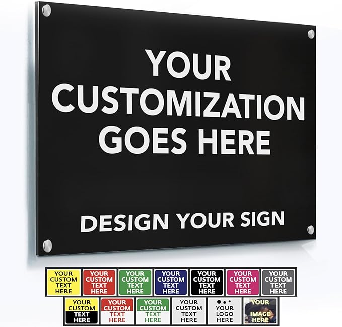 Custom Outdoor Metal Signs, Personalized Aluminum Signs, White Aluminum (Black Background, 7x7 In)