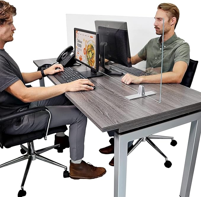 OBEX Acrylic Free Standing Screen, Divider for Desk Privacy Home & Office Partitions for Table Top Workstation, Portable Cubicle Panel for Work, 18" x 36", Clear
