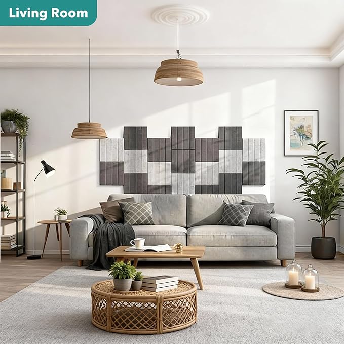 Lunarthos Felt Wall Tiles,12 Pack 12"x12"x0.4" Cork Borad Tiles with Self Adehesive Backing，Soundproof Corkboards for Office Home School（Camel）