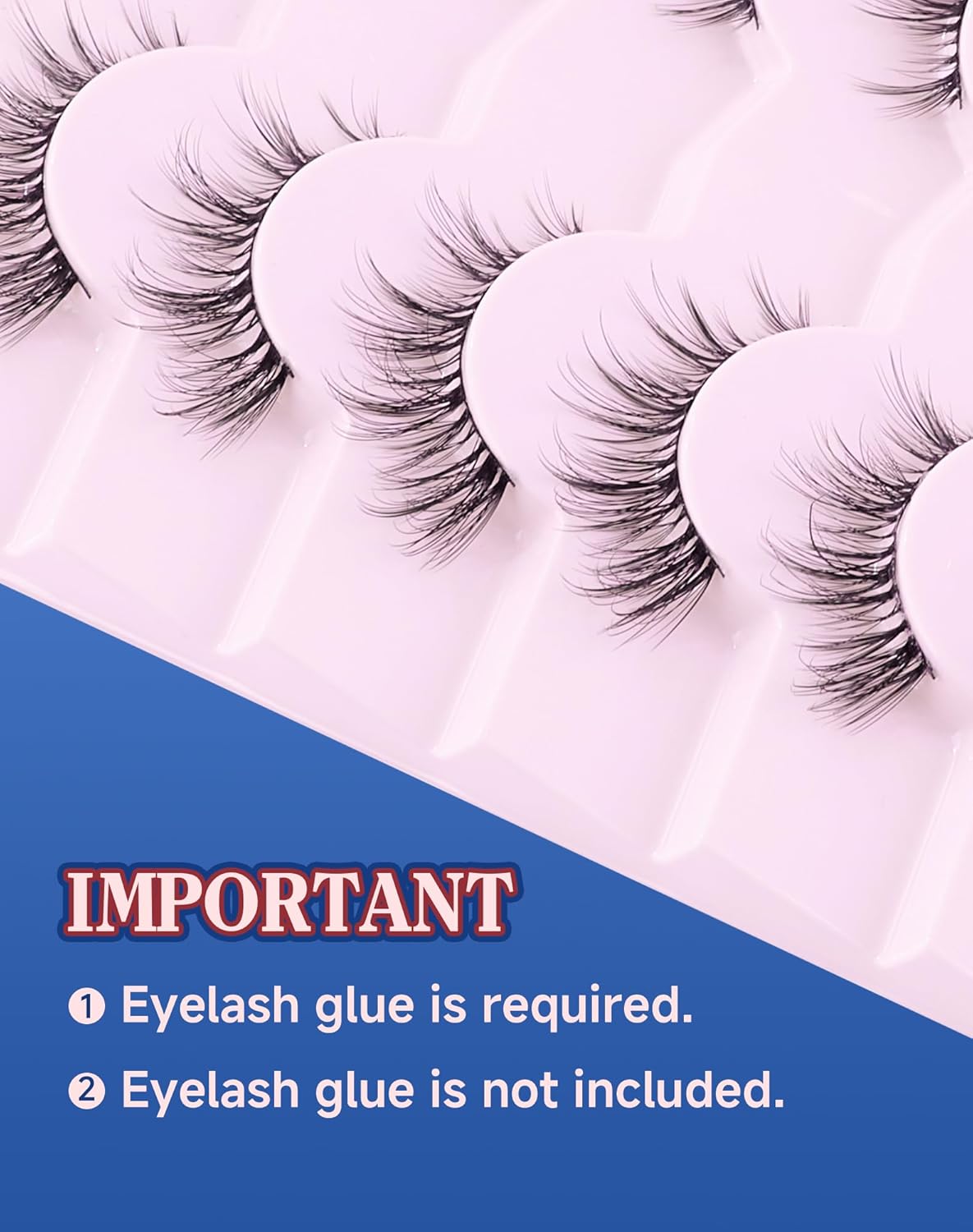 Natural Cat Eye Lashes Strip False Eyelashes Natural Look Flared Manga Spiky Eyelash 7 Pairs 13MM D293