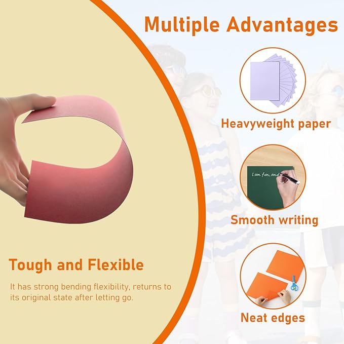 Guakicae 60 Sheets 10 Assorted Colors Cardstock 5 x 7 Craft Paper, 300gsm/110lb Heavyweight Flat Card Stock Printer Paper for DIY Card Making, Invitations, Thank You Cards, Art Drawing