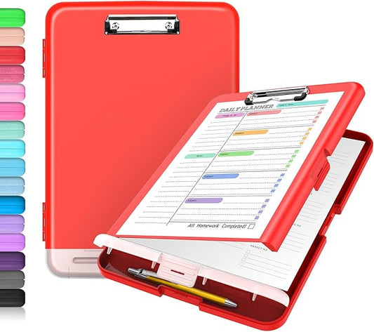 Sooez Clipboard with Storage, High Capacity Nursing Clip Board 8.5 x 11 with Pen Holder & Low Profile Clip, Plastic Clipboards Case Box, Teacher Must Haves School Office Supplies,Letter Size/ A4