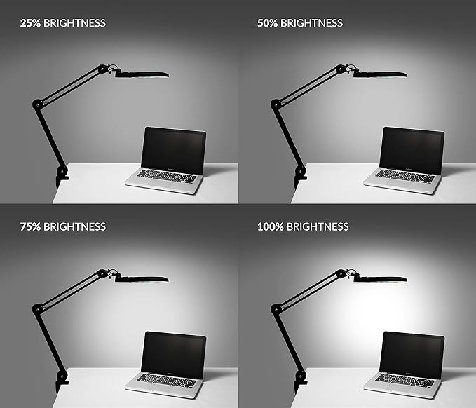 Neatfi XL Bifocal LED Magnifying Lamp, 7-Inch Acrylic Lens, 5D/20D Magnification, Hands-Free, Dimmable, 84 SMD LED, Adjustable Arm for Crafts, Reading, Close Work (Black, with Clamp)