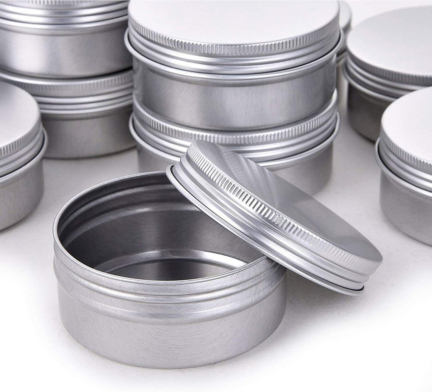 1 Ounce Aluminum Tin Jar Refillable Containers 30ml Aluminum Screw Lid Round Tin Container Bottle for Cosmetic,Lip Balm, Cream, 12 Pack.