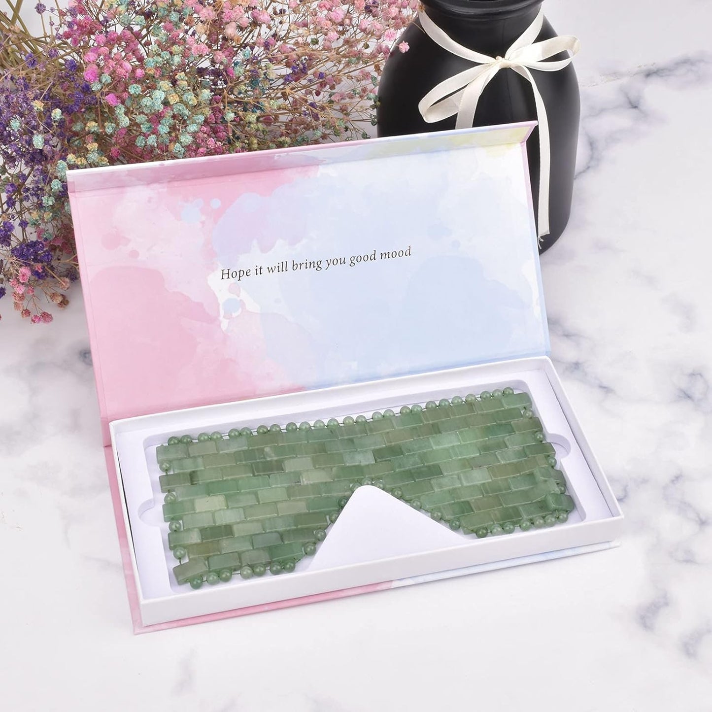 Jade Eye Mask Reusable Jade Mask 100% All Natural Adventurine Jade Eliminate Wrinkles, Puffiness, & Migraine Relief Mask