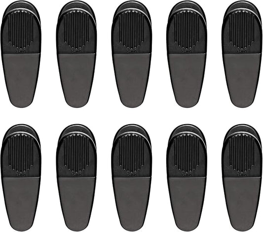 10 Magnetic Memo Holders Set - Large Clip, Plastic - Black