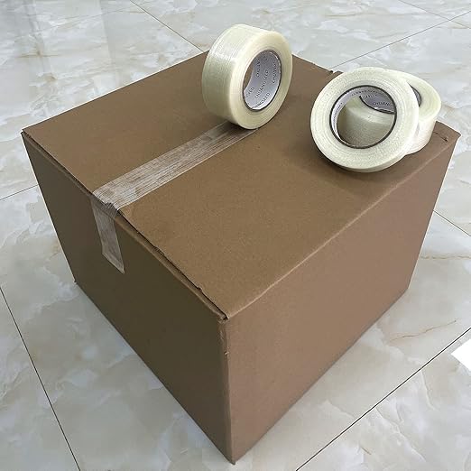 CHUANGSEED 6-Pack Mono Filament Strapping Tape 6.2mil x 2Inch x 60yds Commodity Grade Heavy Duty Transparent Reinforced Fiberglass Tape