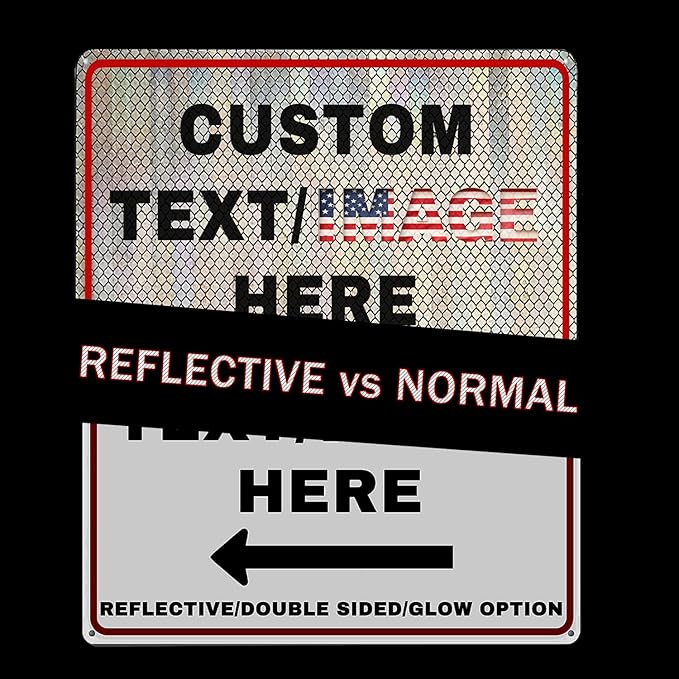 Custom Directional Arrow Sign Large, 36''x30'' Glow in the Dark/Reflective Option, Personalized Metal Address Plaque, Customize for Business Logo, Office, Home, Yard, Outdoor