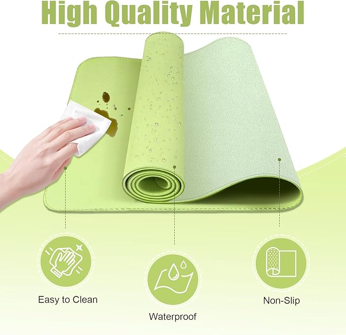 Leather & Suede Desk Pad Protector, Non-Slip Large Mouse Pad, Waterproof Desk Blotter Cover for Office & Home (Matcha Green, 23.6" x 13.7")