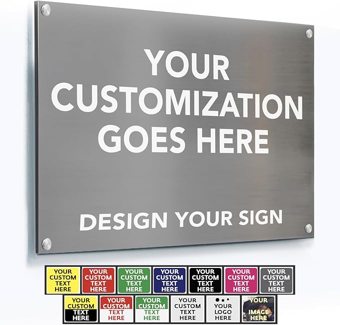 Custom Metal Signs, Personalized Aluminum, Customized Safety, Business Signs, Waterproof Outdoor, White Aluminum (Gray, 42x28 In)