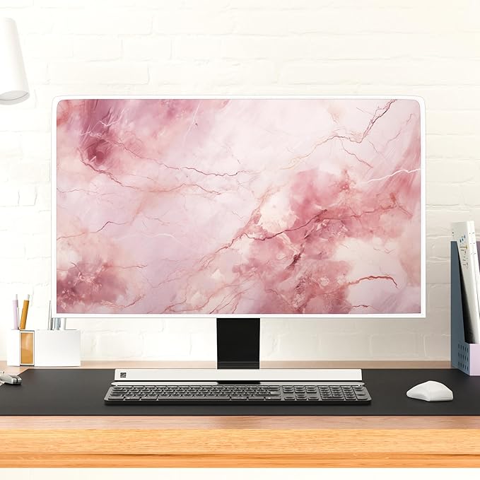 Baocicco Fashion Pink Marble Computer Monitor Dust Cover 26, 27, 28 Inch Full Body Cover for Computer Screen Panel Case Computer Sleeve Compatible with iMac 26, 26-28 PC, Desktop and TV