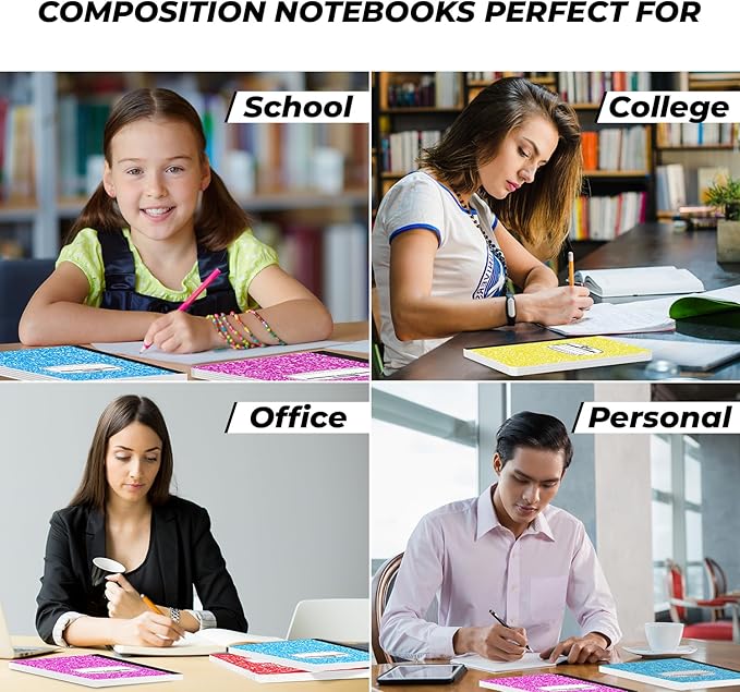 Rosmonde 1000 Pack (Pallet) Composition Notebook Bulk, College Ruled, Pallet of Composition Notebooks, 200 Pages (100 Sheets), 9-3/4 x 7-1/2, Bulk Notebooks for School & Office, 4-7 Days Transit