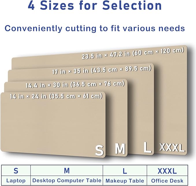 Boutilon Leather Desk Pad Protector,Non-Slip Mouse Pad,Laptop Desk Pad,Office Mouse Mat,Waterproof Leather Desk Blotter,Desk Writing Pad for Office and Home (XXXL-Beige,47"x 24")