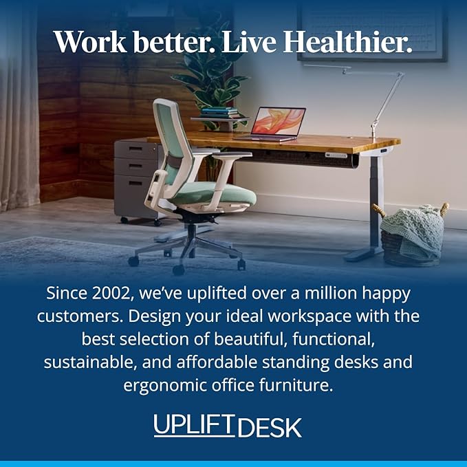 UPLIFTDESK V3 2-Leg Black Laminate Wood Standing Desk – Adjustable Height, Advanced 1-Touch Memory Keypad, Under Desk Cable Management, Wire Grommets & Rocker Board (Black C-Frame, 72 x 30 inch)