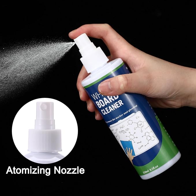Dansib 10 Pack Non-Toxic Whiteboard Cleaner 8.5fl oz Dry Erase Board Cleaner with 6 Cloths Non-Toxic Dry Erase Cleaning Spray Removes Stubborn Marks from Whiteboards