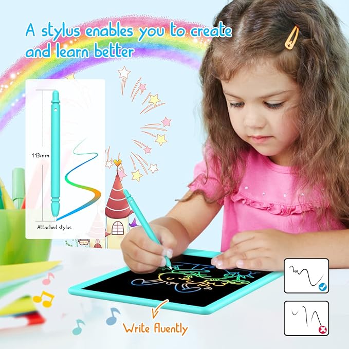 BUKEBU LCD Writing Tablet Doodle Board,12.5 inch Colorful Drawing Pad,Electronic Drawing Tablet, Drawing Pads,Travel Gifts for Kids Ages 3 4 5 6 7 8 Year Old Girls Boys (Blue)
