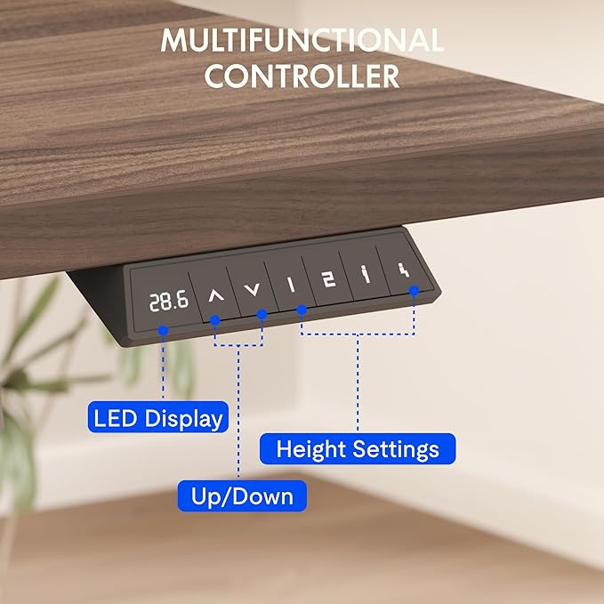 FLEXISPOT EN2 Whole-Piece Standing Desk with Clamp Power Strip, 48 x 30 Electric Stand Up Height Adjustable Desk with Cable Management (Gray Frame + 48" Black Walnut Desktop, 2 Packages)